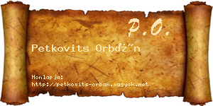 Petkovits Orbán névjegykártya